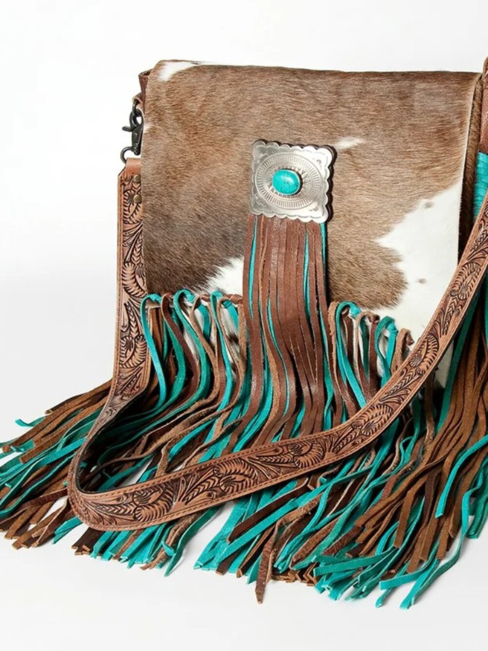 American Darling Western Fringe Hair on Crossbody Purse - Picture 3 of 4